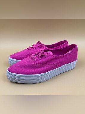 💖 NEW Keds Point Lace Up Hot Pink Canvas Sneakers Women’s Size 11 | Rare Pointy